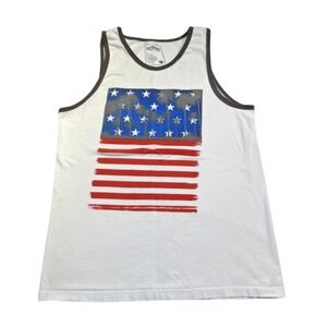 Urban Pipeline Men's Tank Top WHITE with USA Flag - Large‎